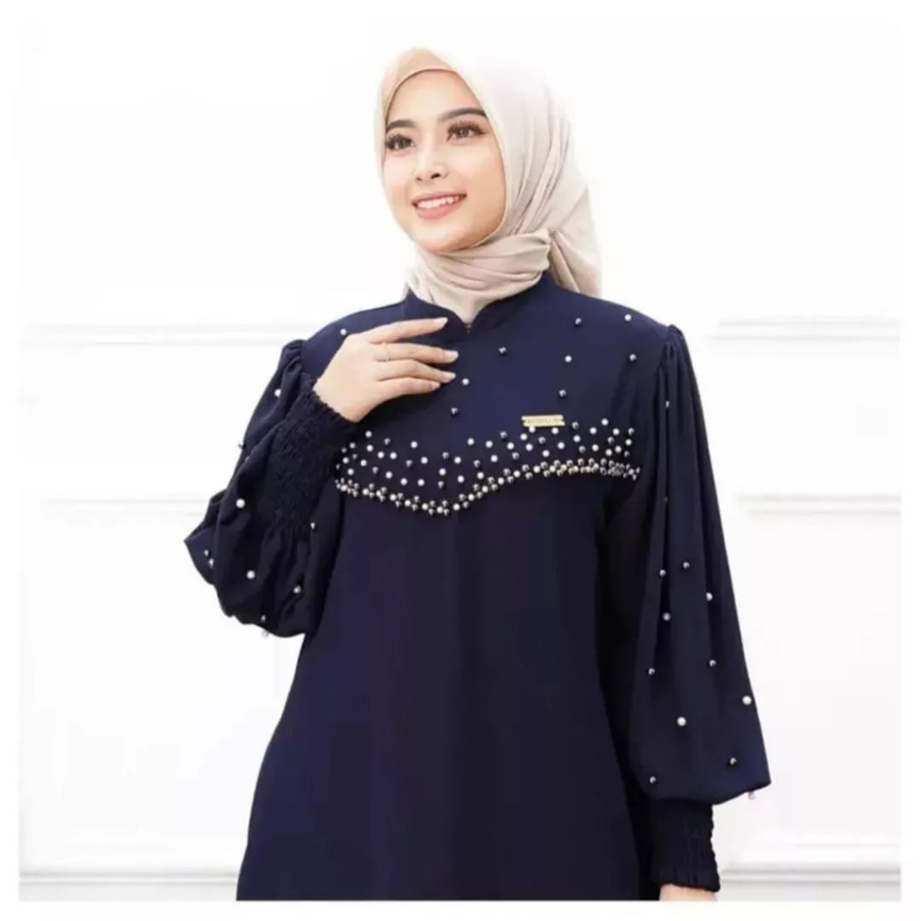 Jual Vioni Firlya Dress Gamis Wanita Mewah Matt Crinkle Dress Wanita Aplikasi Mutiara Model