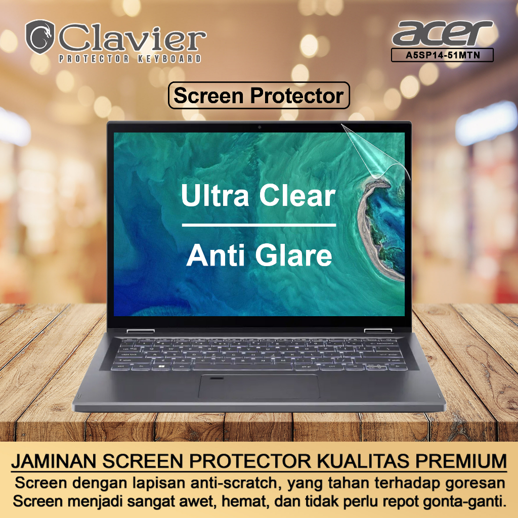 Cover Keyboard Screen Protector Garskin Laptop Anti Gores Acer Aspire  Spin A5SP14-51MTN-58F6 7819 One Piece Cooskin Clear Anti Glare Blueray  Bening