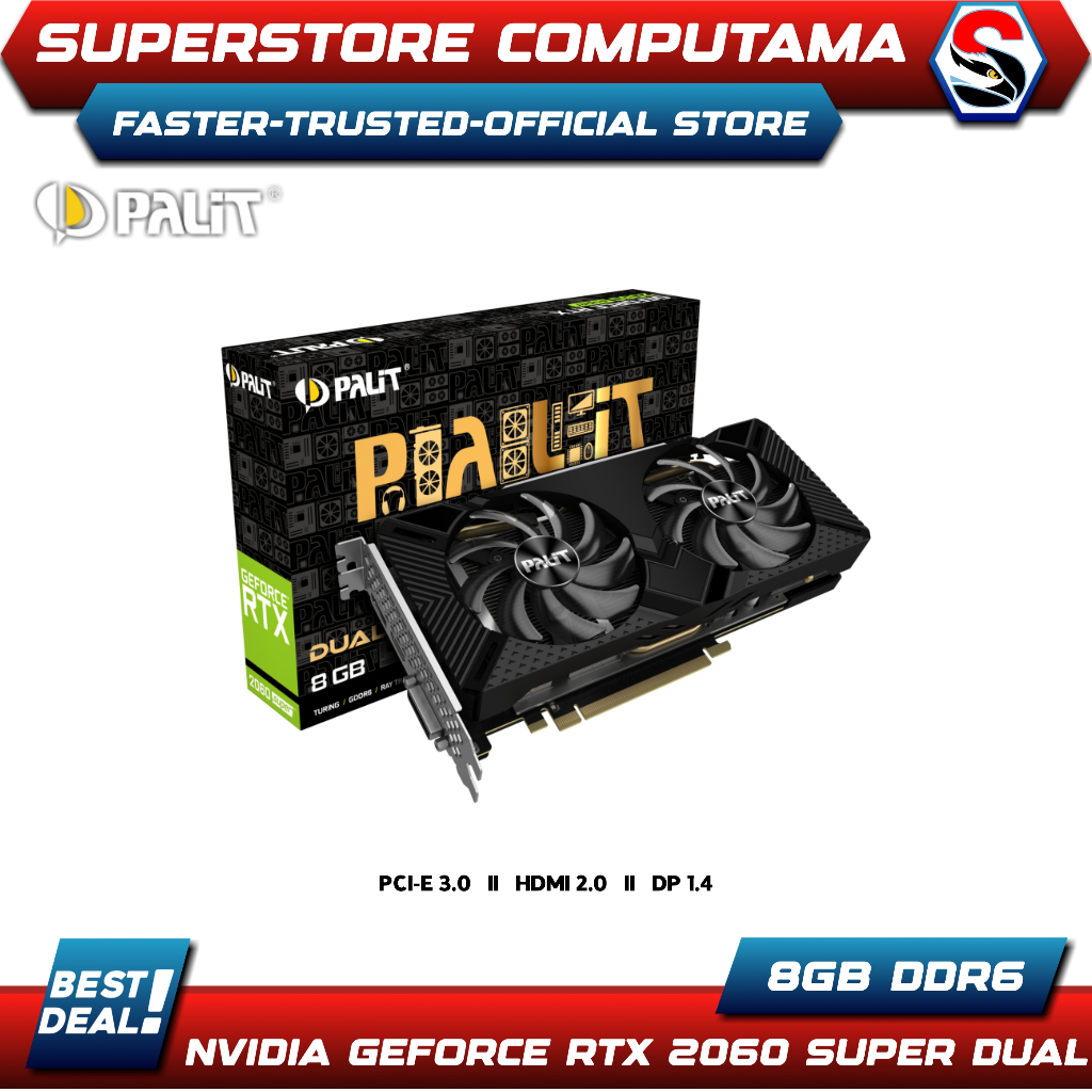 Jual VGA PALIT GeForce RTX 2060 Super Dual 8GB DDR6 - PALIT RTX
