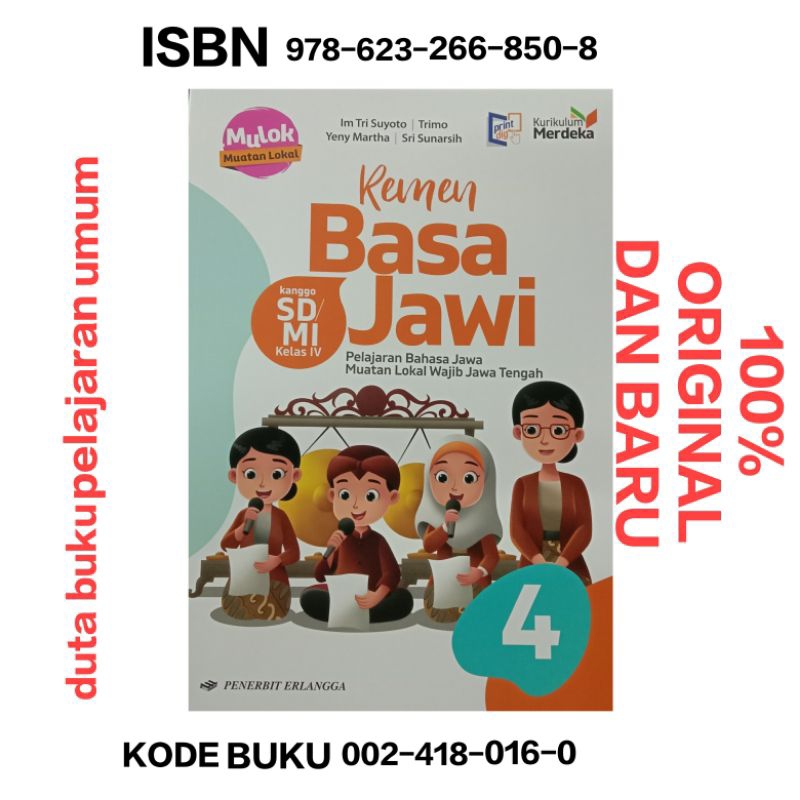 Jual Buku Remen Basa Jawi Kls Kelas 1 2 3 4 5 6 Sd Erlangga K13 ...