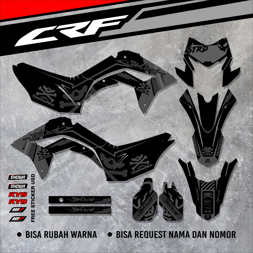 Jual Decal Crf L Full Body Sticker Decal Crf Abu Abu Super Glossy