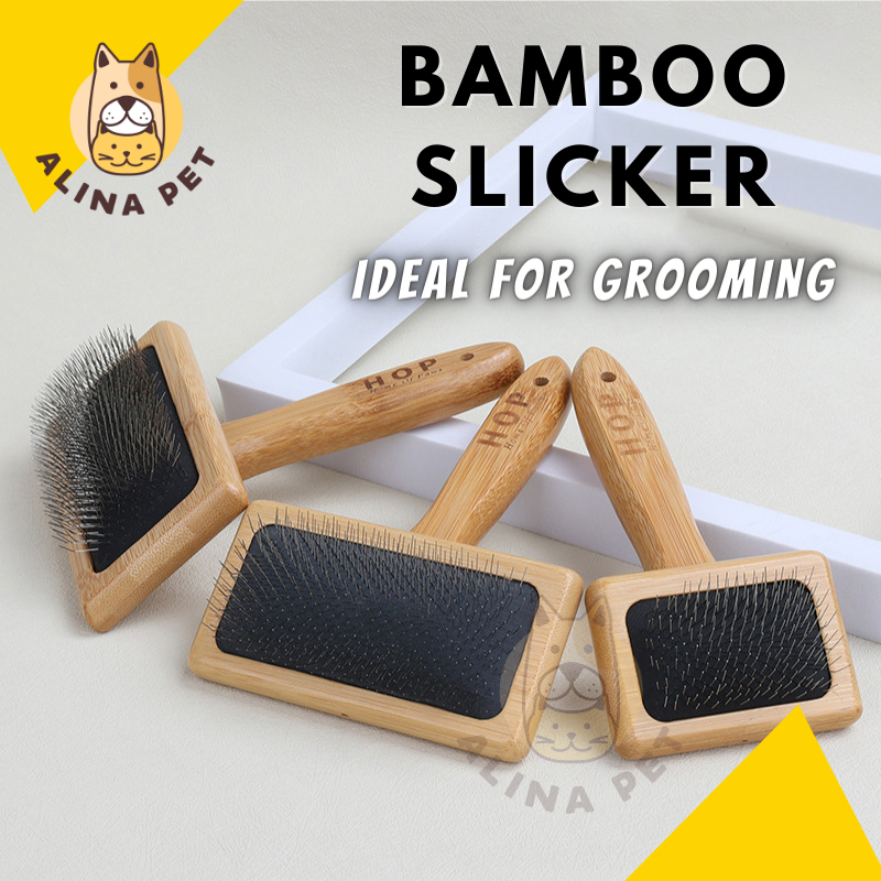 Jual Sisir Anjing Grooming BAMBOO Dog Slicker Bulu Anjing Kucing Pet