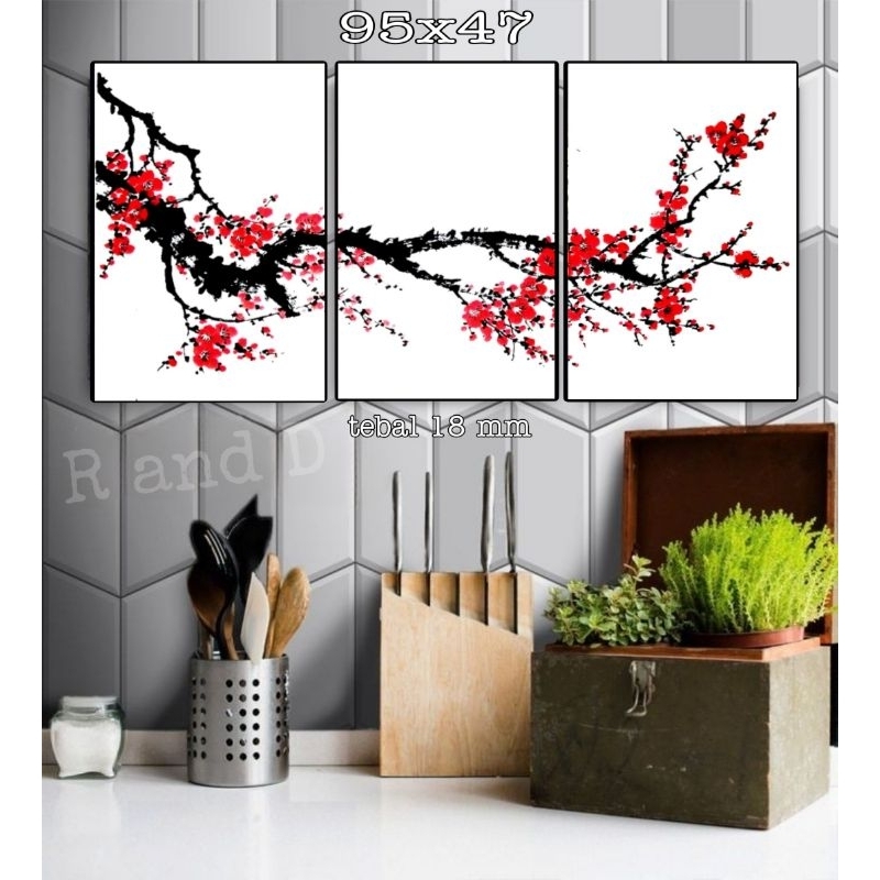 Jual Hiasan Dinding Gambar Bunga Sakura Ukuran 95x47 Dekorasi Gambar ...