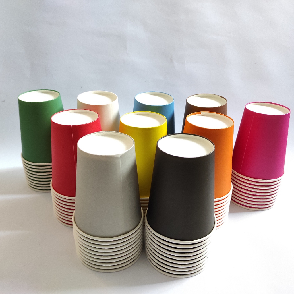 Jual 10 pcs Cup Polos Warna Warni / Gelas Kertas Polos / Paper Cup 9oz ...