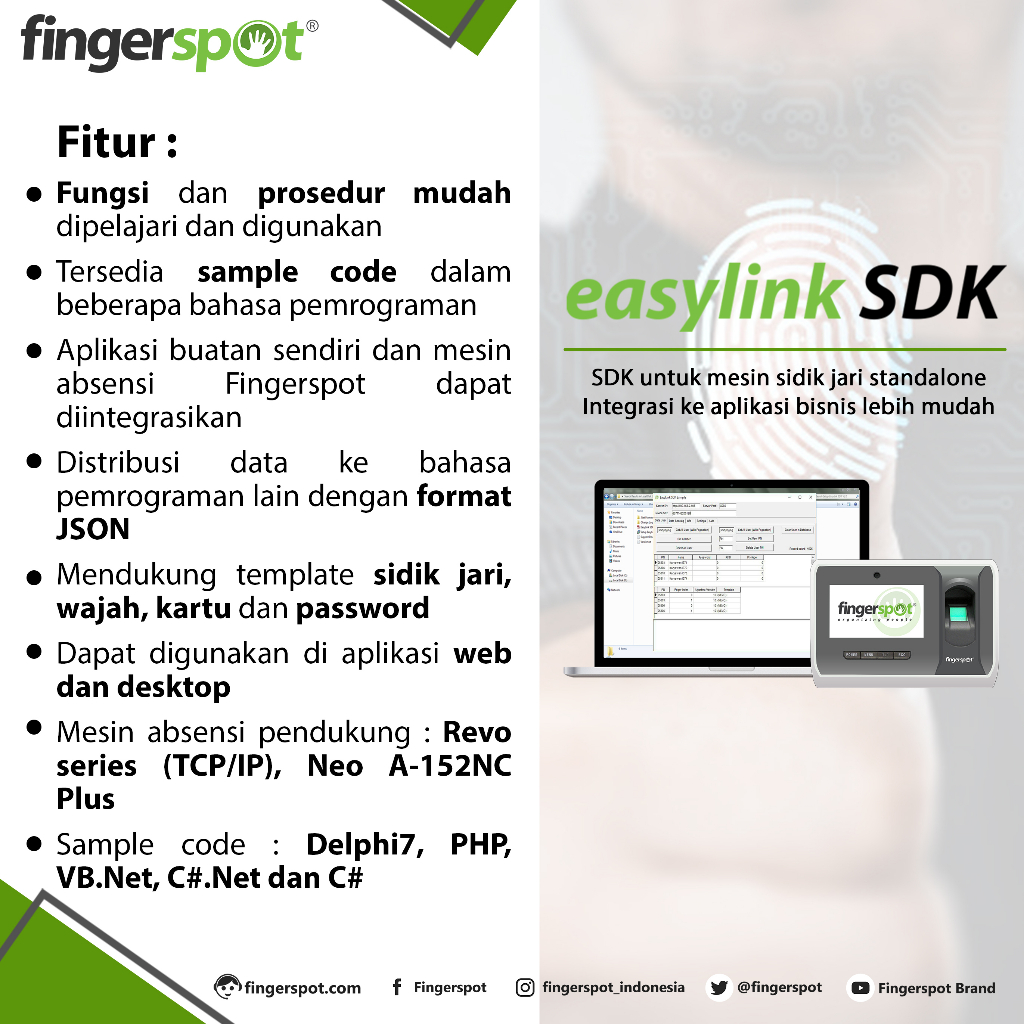 Jual Software Mesin Absen Fingerspot Easylink SDK / Software ...