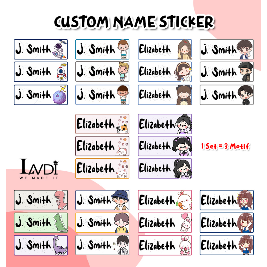 Jual Sticker Label Nama Custom Waterproof Anti Luntur Stiker Pensil ...