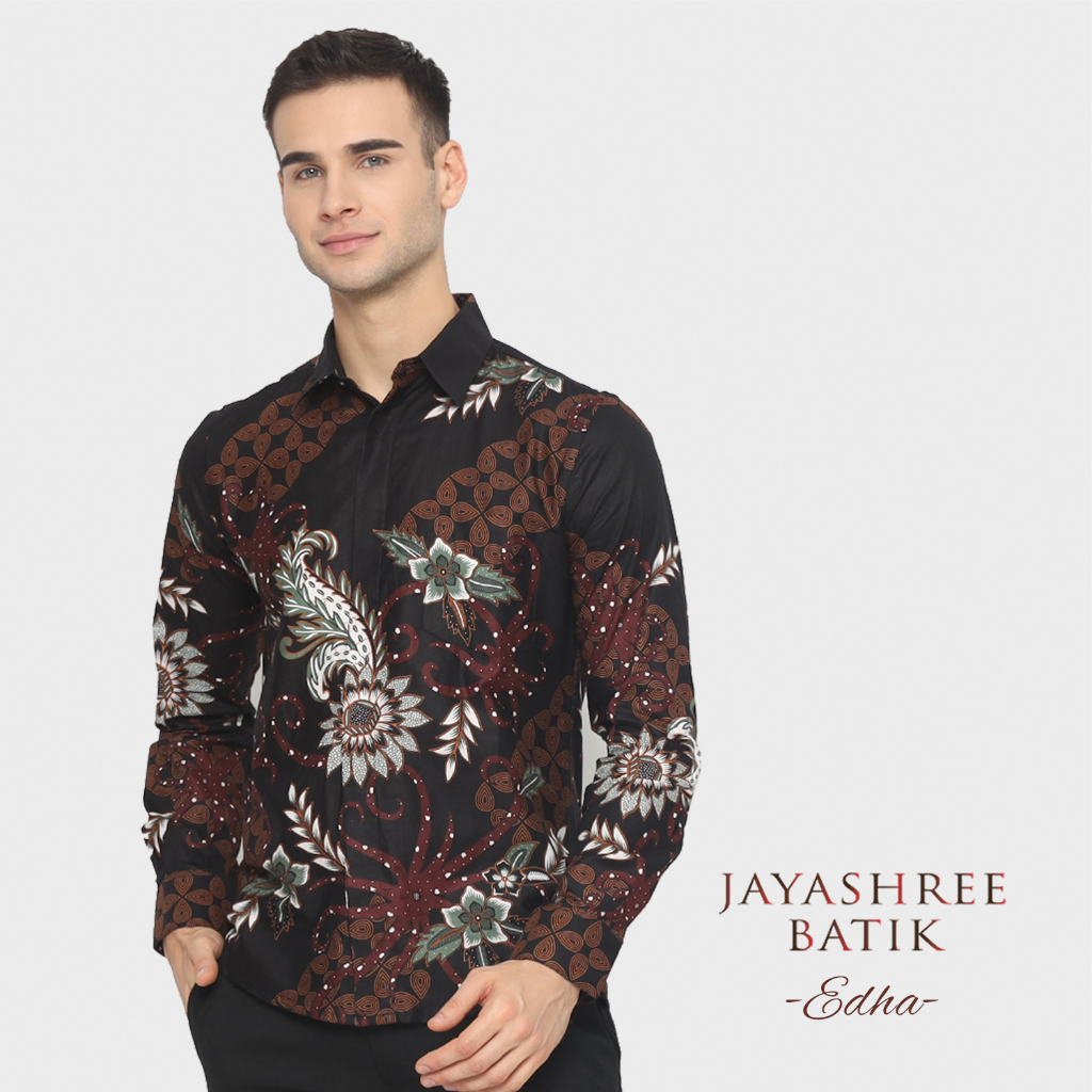 Jual Jayashree Batik Slimfit Edha Maroon Kemeja Batik Pria Lengan ...