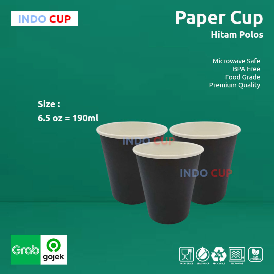 Jual Paper Hot Cup Gelas Kopi Tahan Panas Gelas Kertas Hitam