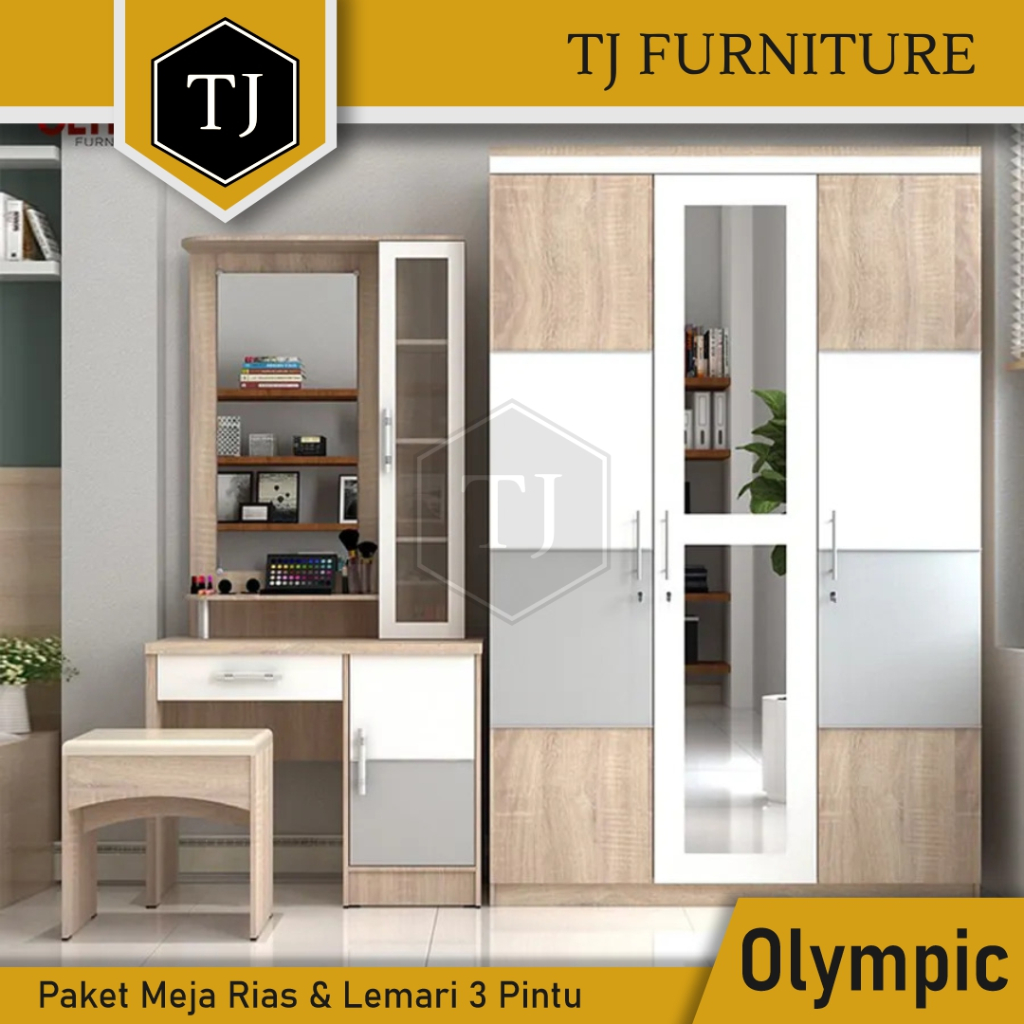 Jual Paket Olympic Lemari Pakaian 3 Pintu & Meja Rias Minimalis / Meja ...