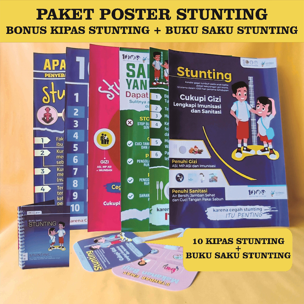 Jual Paket Poster Paket Poster Stunting Bonus Kipas Stunting Buku