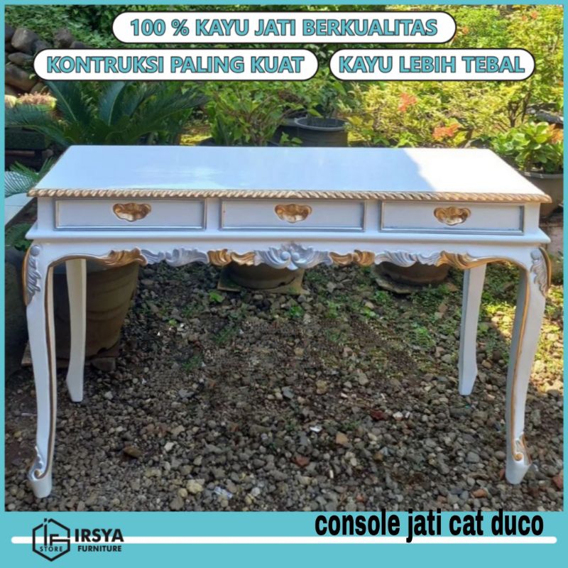 Jual Meja Konsul Kayu Jati Cat Duco Console Table Minimalis 3 Laci