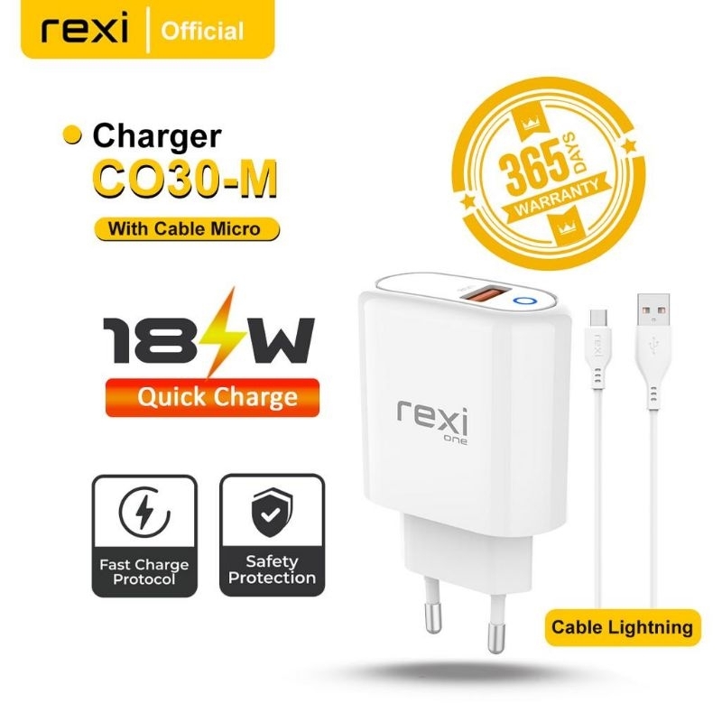 Jual Rexi CO30 Fast Charging 18W 3A Charger with Micro USB / Type-C ...