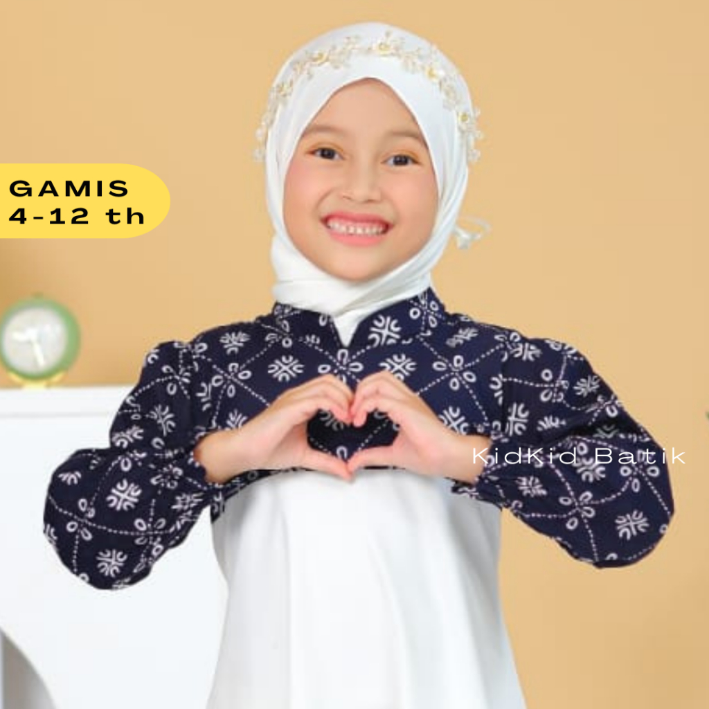 Jual Baju Dress Muslim Gamis Anak Perempuan Cewek Batik Kombinasi Polos