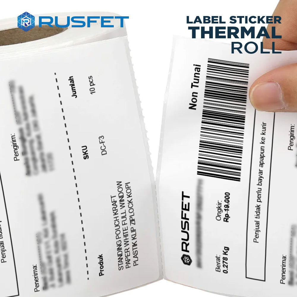 Jual Label Sticker Thermal Paper Roll Resi Barcode OLSHOP 10x10cm ...