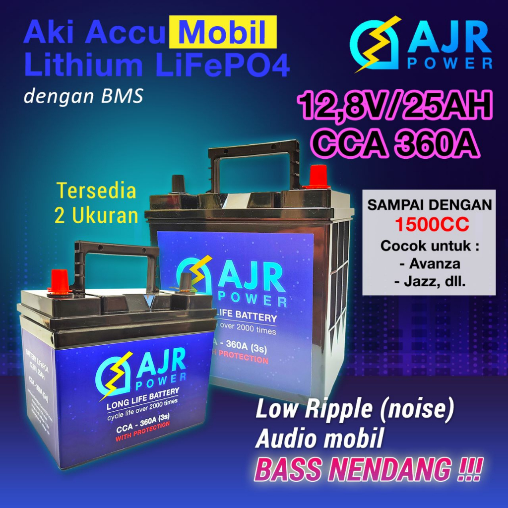 Jual ACCU aki MOBIL Avanza Mobilio Jazz Rush Lithium LiFePo4 12,8V