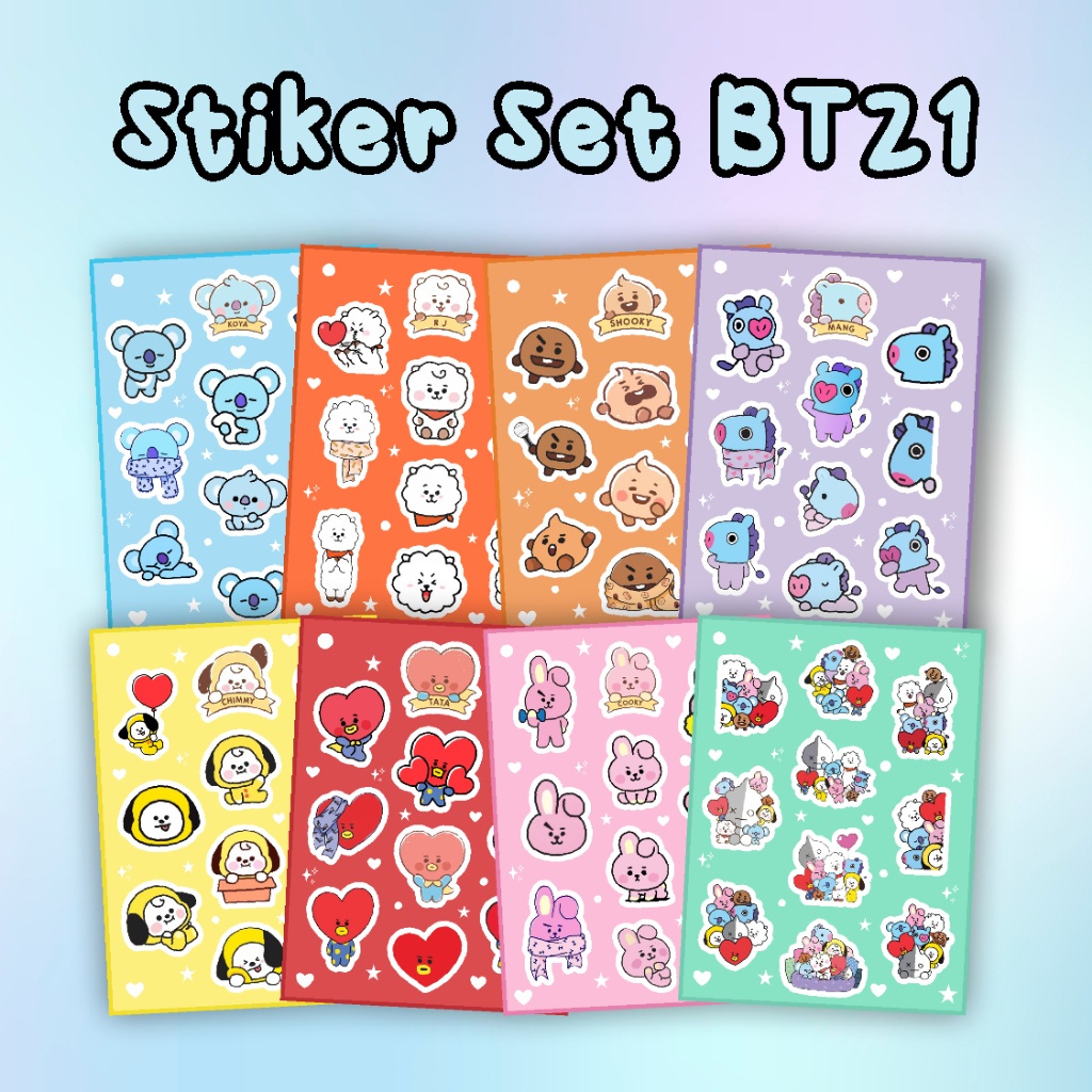 Jual Sticker/Stiker Set BT21 BTS Kartun Lucu | Shopee Indonesia