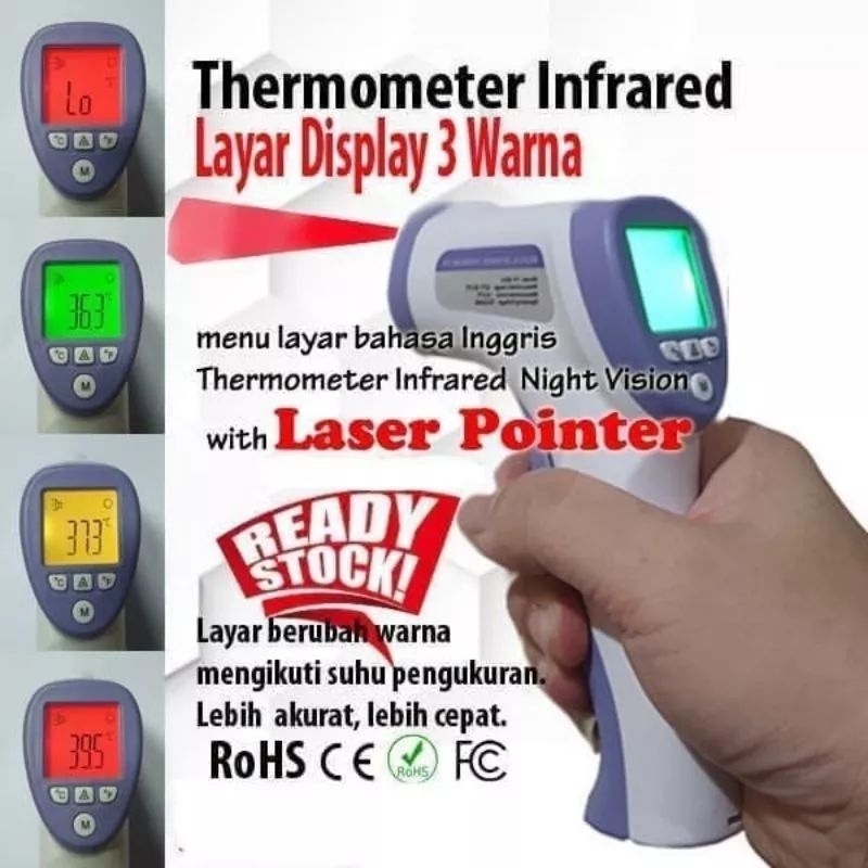 Jual Termometer Digital Infra Red Non Contact Akurat Termometer Original Dt Suhu Badan