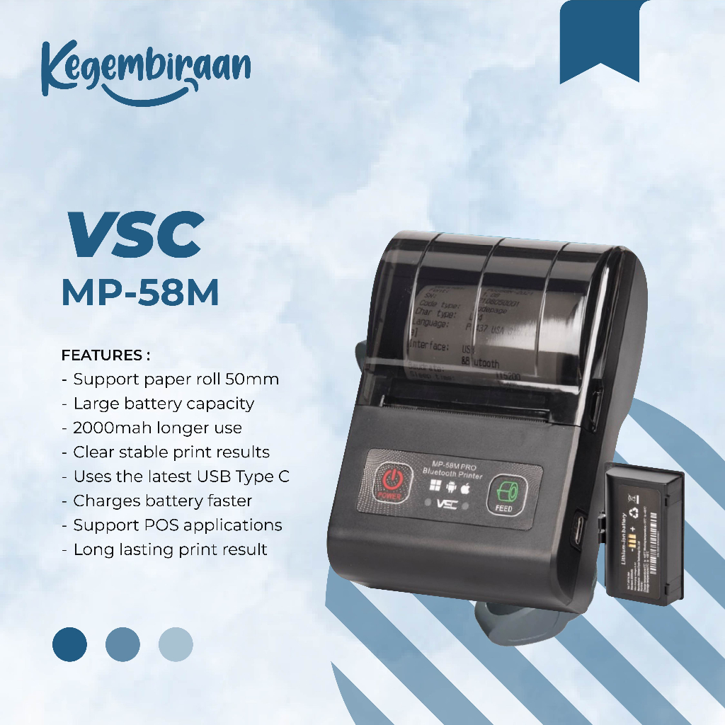 Jual PRINTER BLUETOOTH THERMAL VSC MP58M 58mm Shopee Indonesia