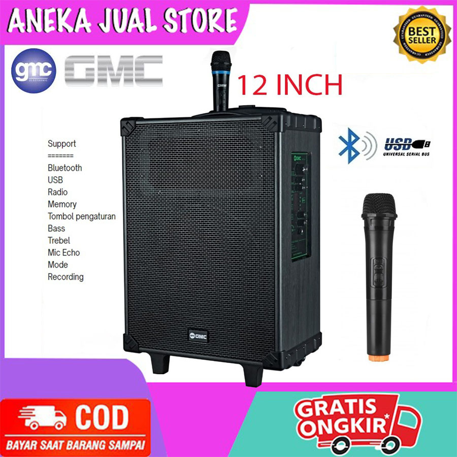 Jual GMC 883M 883RSpeaker Portabel Ampli Meeting Bluetooth 12 Inch 1 Mic Wireless Shopee