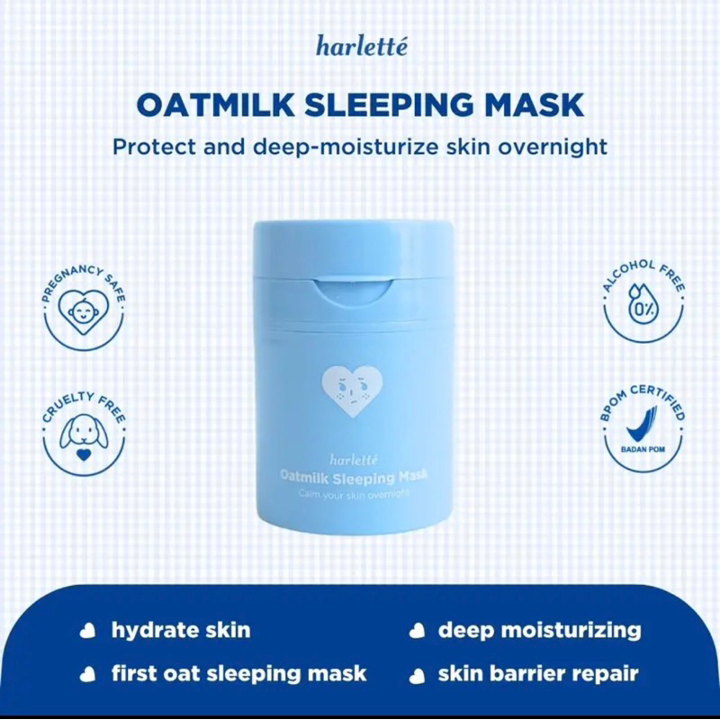 Jual [LIMITED EDITION] Harlette Oatmilk Sleeping Mask Acne Prone, Dry