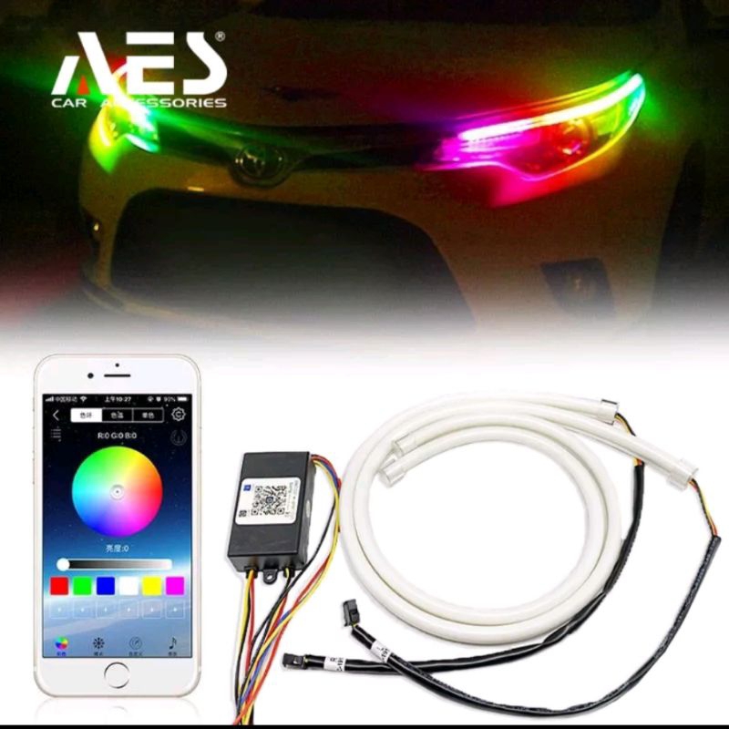 Jual lampu alis mobil RGB 60cm LED DRL headlamp mobil RGB 60cm lampu ...