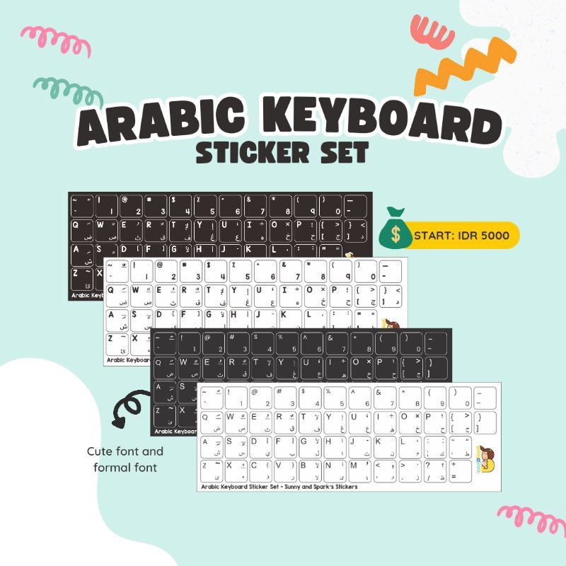 Jual Arabic Keyboard Sticker Stiker Keyboard Font Arab Lucu Shopee