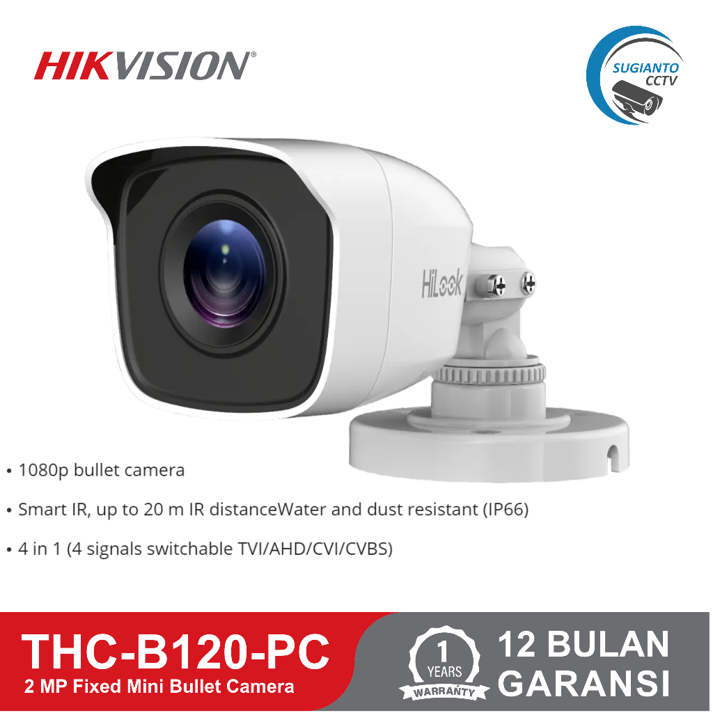 CCTV HiLook THC-B120-PC 2 MP 1080p Outdoor  Fix Mini Bullet Camera Smart IR 4 in 1