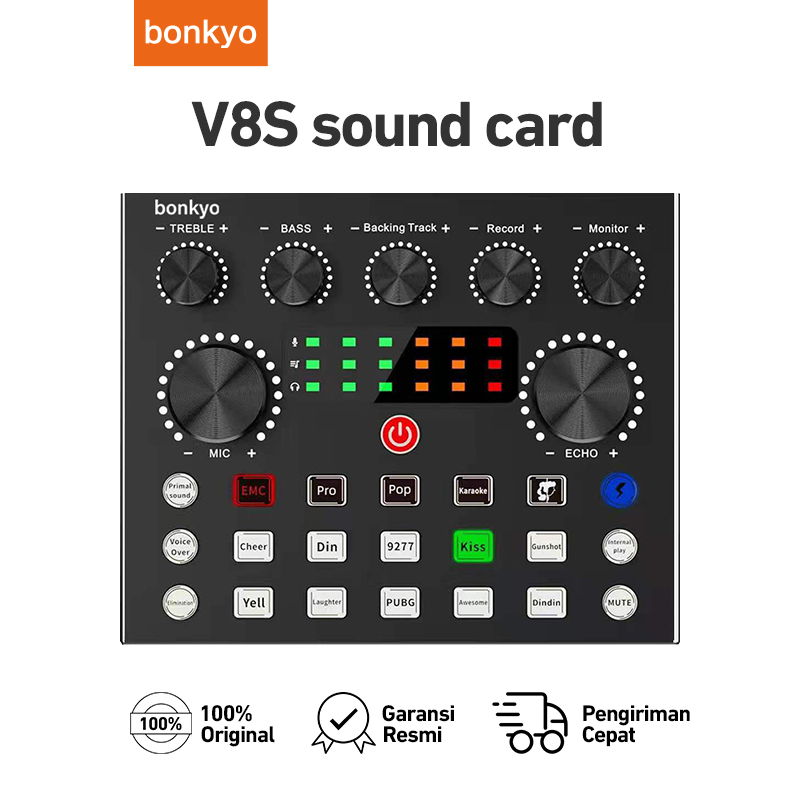 Jual Bonkyo V8s Soundcard Audio Usb External Mixer Bluetooth Mic For ...