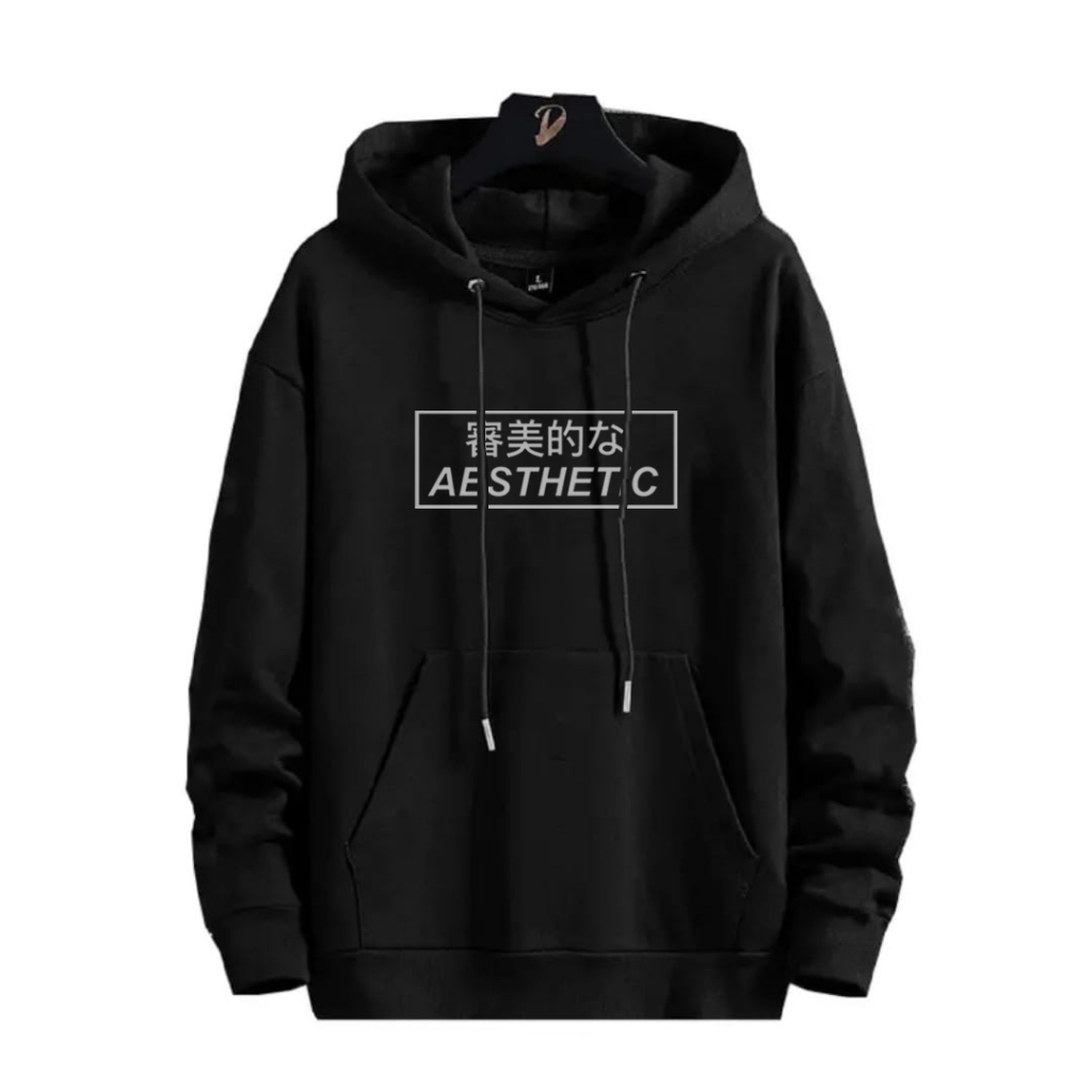 Jual Jaket Hoodie Pria Aesthetic Japan Hitam Casual Style Bahan Premium Jaket Hoodie Pria Distro Shopee Indonesia