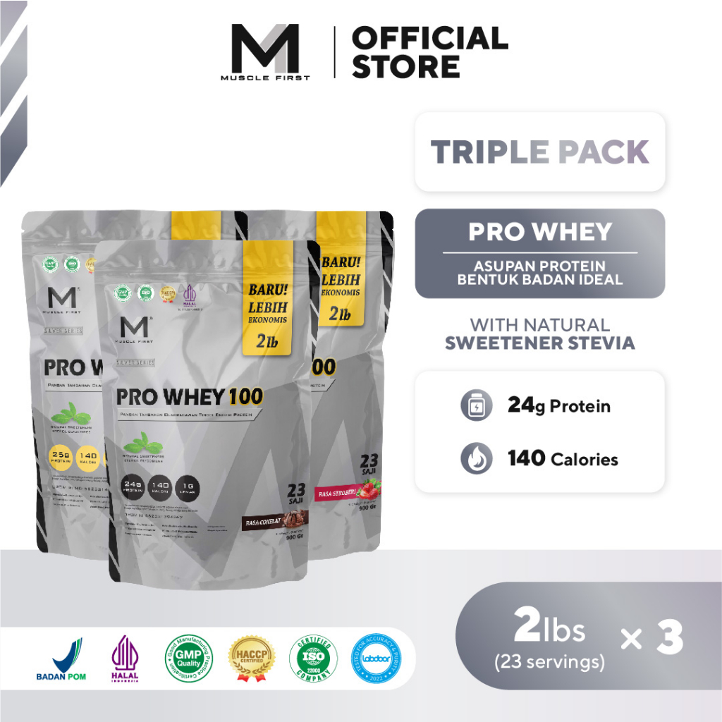 Jual [BUNDLE] MUSCLE FIRST Pro Whey 100 2lbs X3 - Whey Protein | Shopee ...