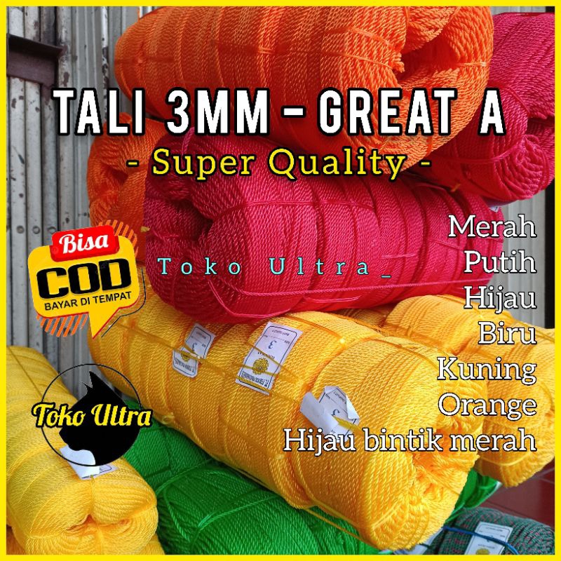 Jual TALI 3MM BEST QUALITY / TAMBANG 3 MM / TALI PLASTIK 3MM / TALI RIS ...