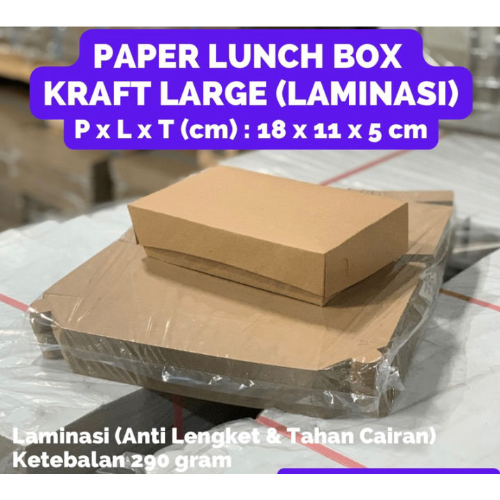 Jual Paper lunch box/ rice box (16x9x5 cm) laminasi tebal 290gr