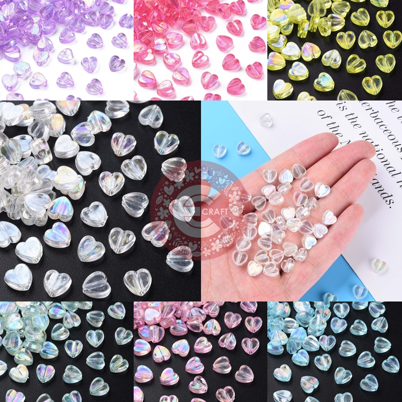 Jual MANIK-MANIK HATI TRANSPARAN HEART LOVE BEADS AB COLOR