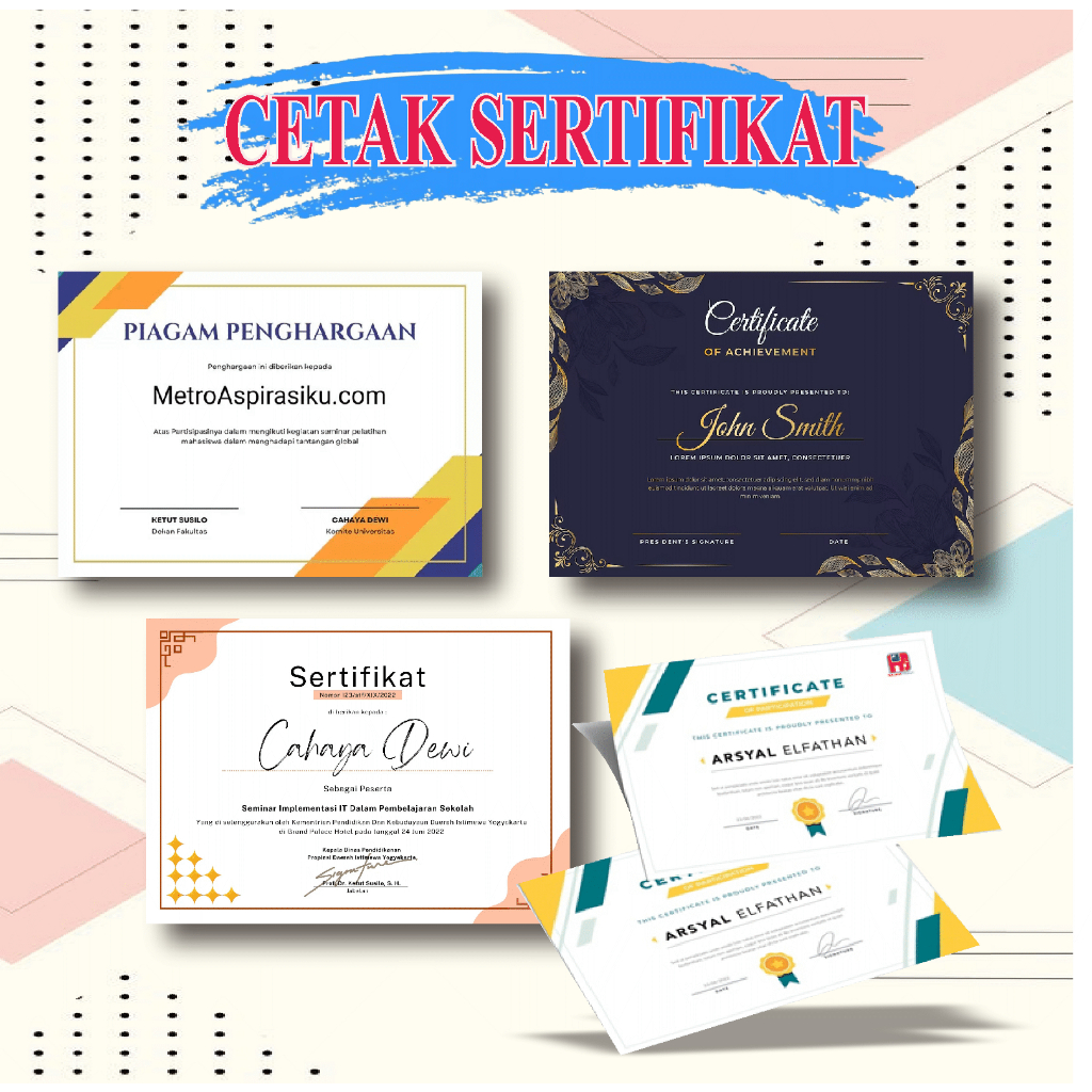 Jual Cetak Sertifikat / Piagam Custom Linen | Shopee Indonesia