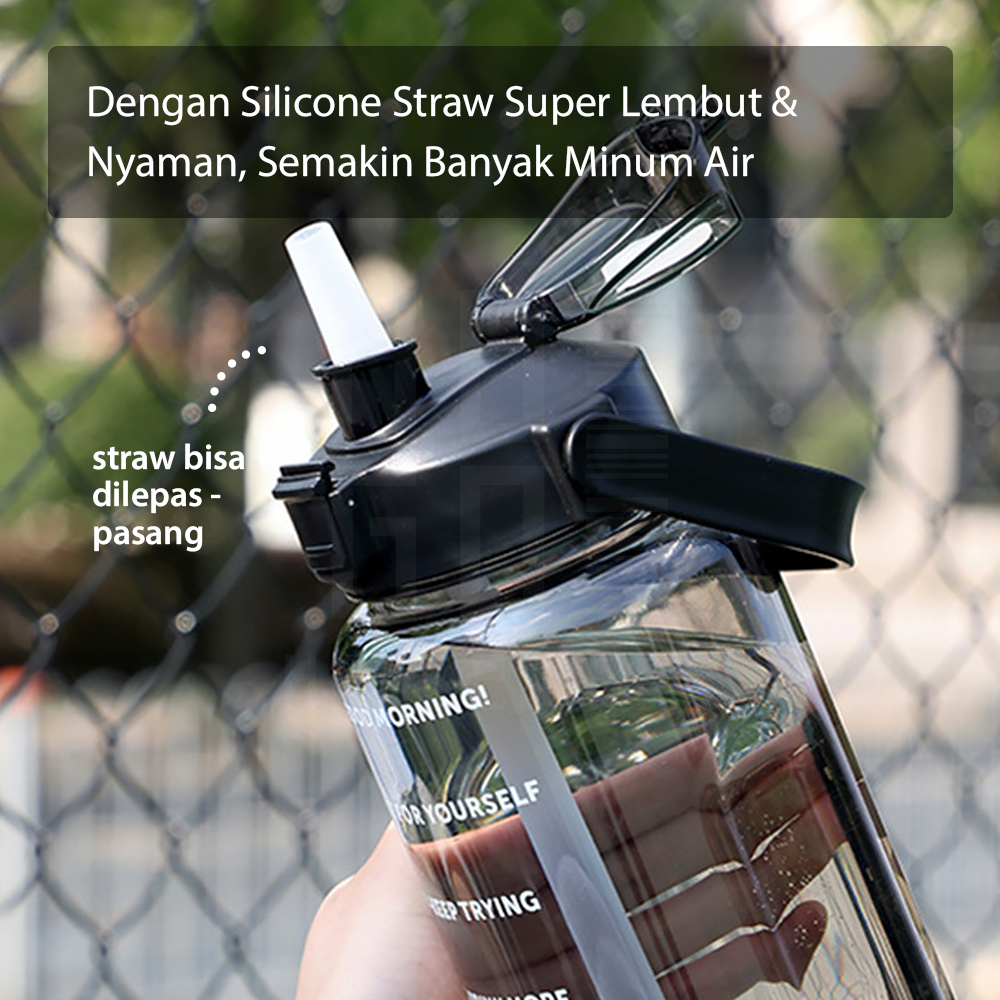 Jual HUGO Botol Minum 2 Liter Jumbo Besar Anti Bocor Botol Air Motivasi ...