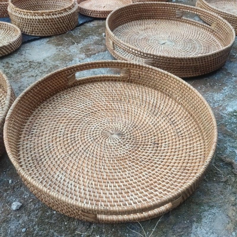 Jual Round Tray / Tray Bulat Rotan Atte | Shopee Indonesia