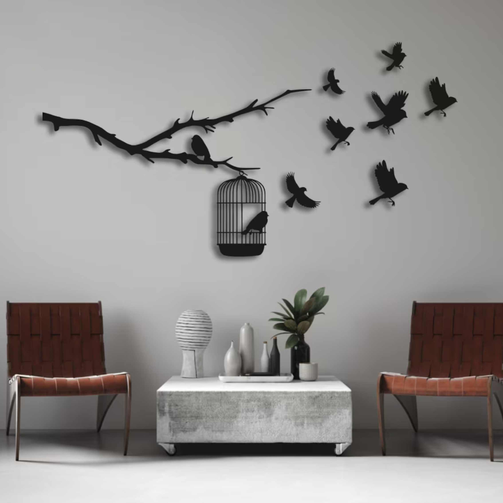 HIASAN DINDING(3D) KREASIKAYU (BUKAN STIKER )KEHIDUPAN BURUNG ART FEATHER  (15X30 CM) DEKORASI DINDING ABSTRAK BUNGA WALL DECOR HIASAN