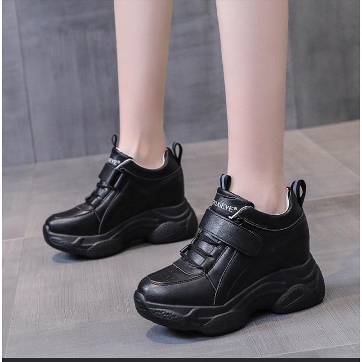 Jual Sepatu Sneakers Sol Tinggi Polos Tali Prepet | Shopee Indonesia