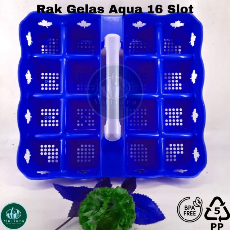 Jual Rak Aqua Gelas 16 Lubang Slot Box Tempat Minum Wadah Botol Air Tray Air Rak Gelas 9395