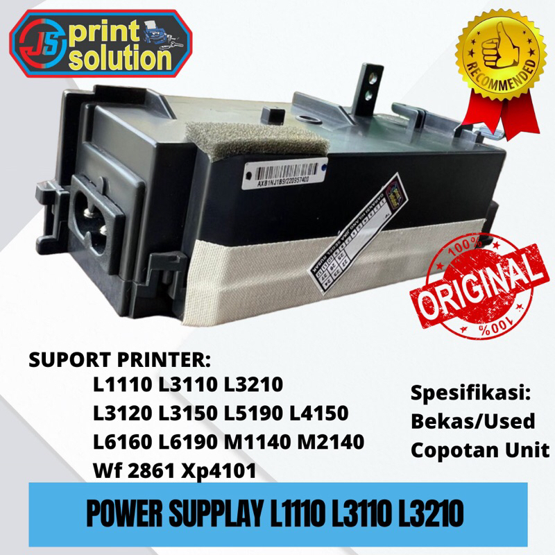 Jual Adaptor Power Supply Epson L1110 L3110 L3116 L3150 L3156 L4150 L4160 L5190 Used Original 2483