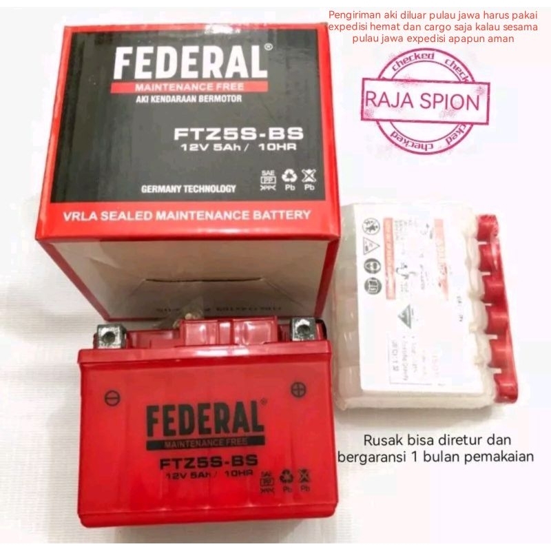 Jual aki kering ftz5s/aki federal gtz5s/aki kering vixion fu karisma