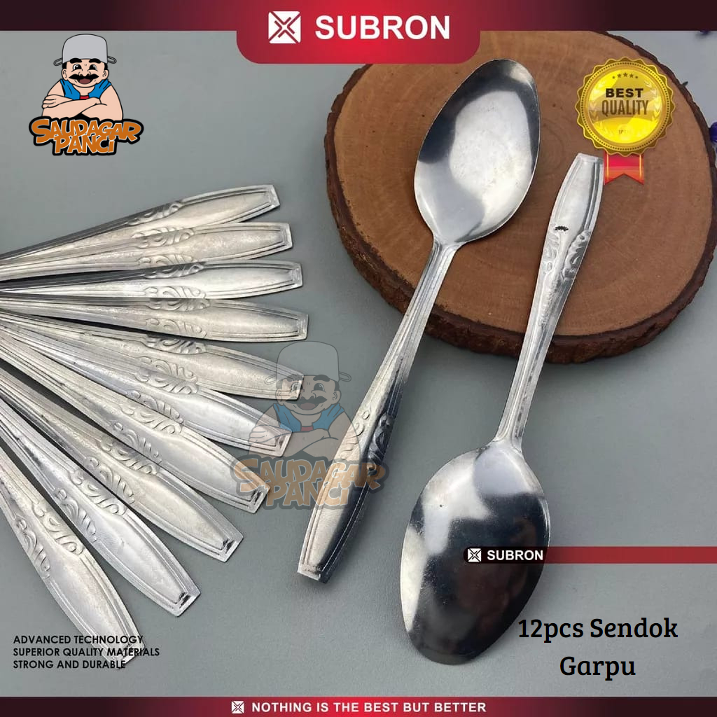 Jual SUBRON SET 12pcs Sendok Garpu Makan Sayur Lauk Stainless Steel ...