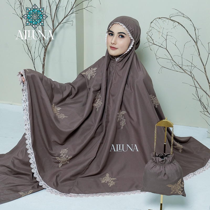 Product image ALLUNA - Mukena Dewasa Traveling Katun Renda Bordir strimin Rose Katun