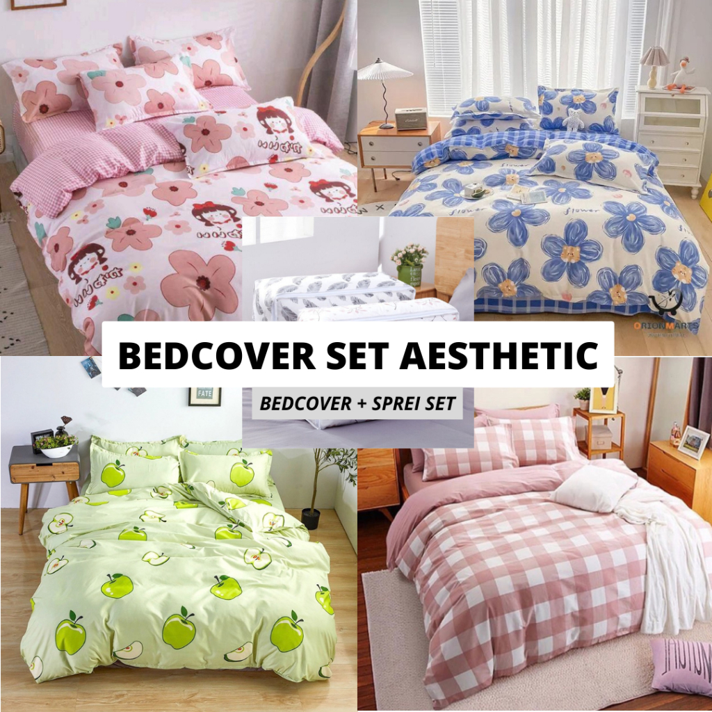 Jual [ BEDCOVER SET ] BEDCOVER SET SPREI MOTIF AESTHETIC / AESTHETIC ...