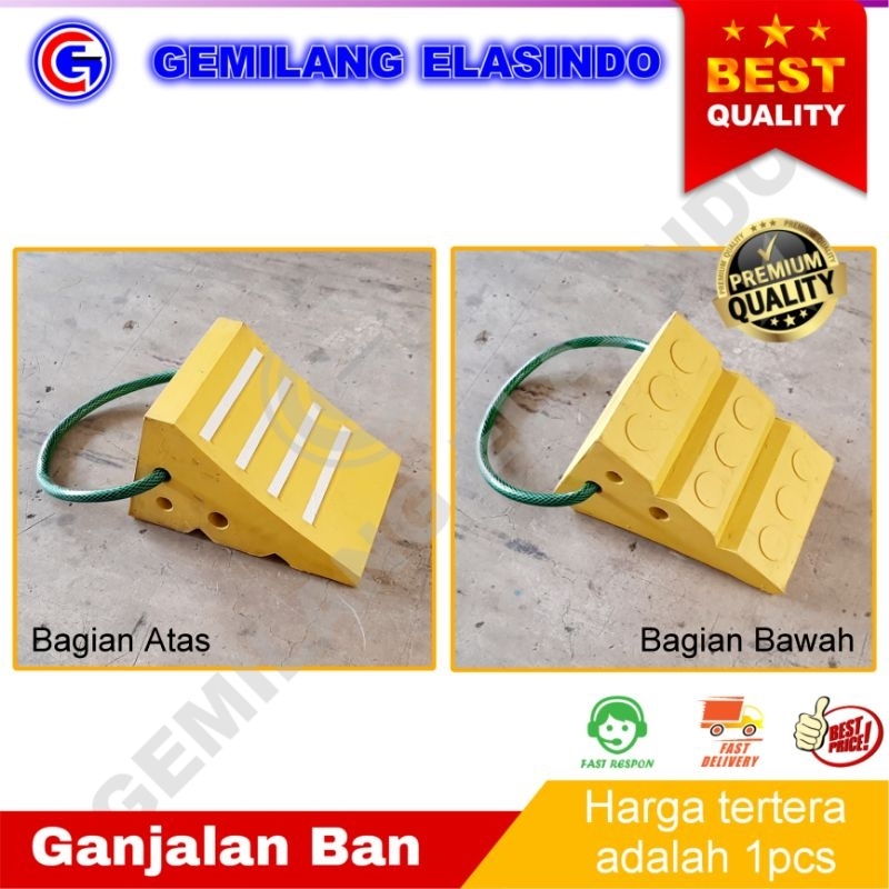 Jual Rubber Wheel Chock Kuning Uk. P.30cm x L.20cm x T.20cm | Ganjalan ...