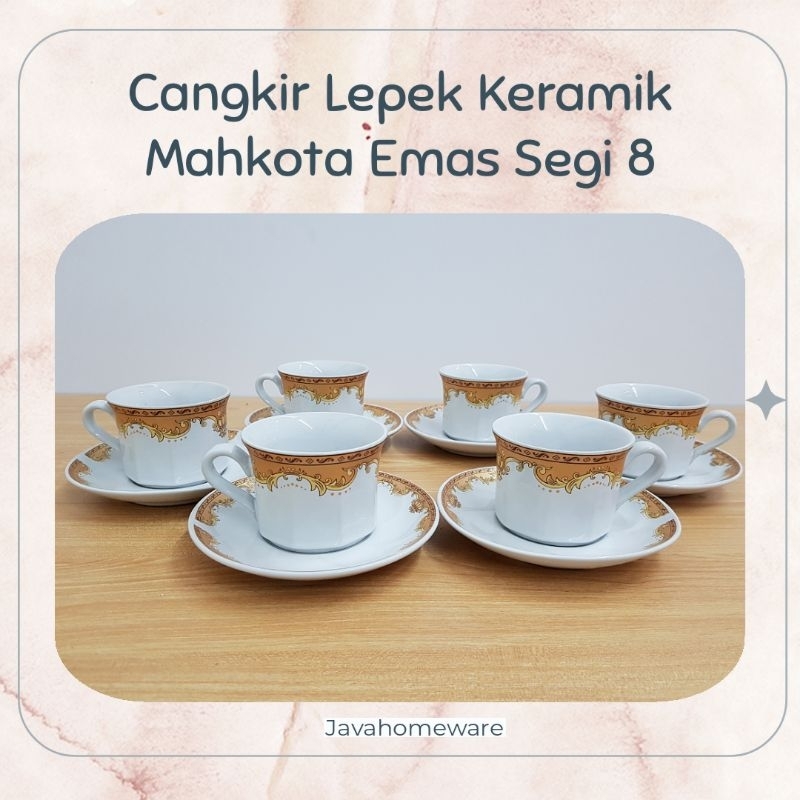 Jual Cangkir Lepek Keramik Mahkota Isi Cangkir Lepek Shopee