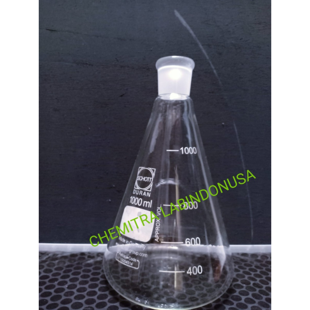 Jual DURAN Erlenmeyer glass 1000 ML NS 29/32 Labu erlenmeyer leher asah ...