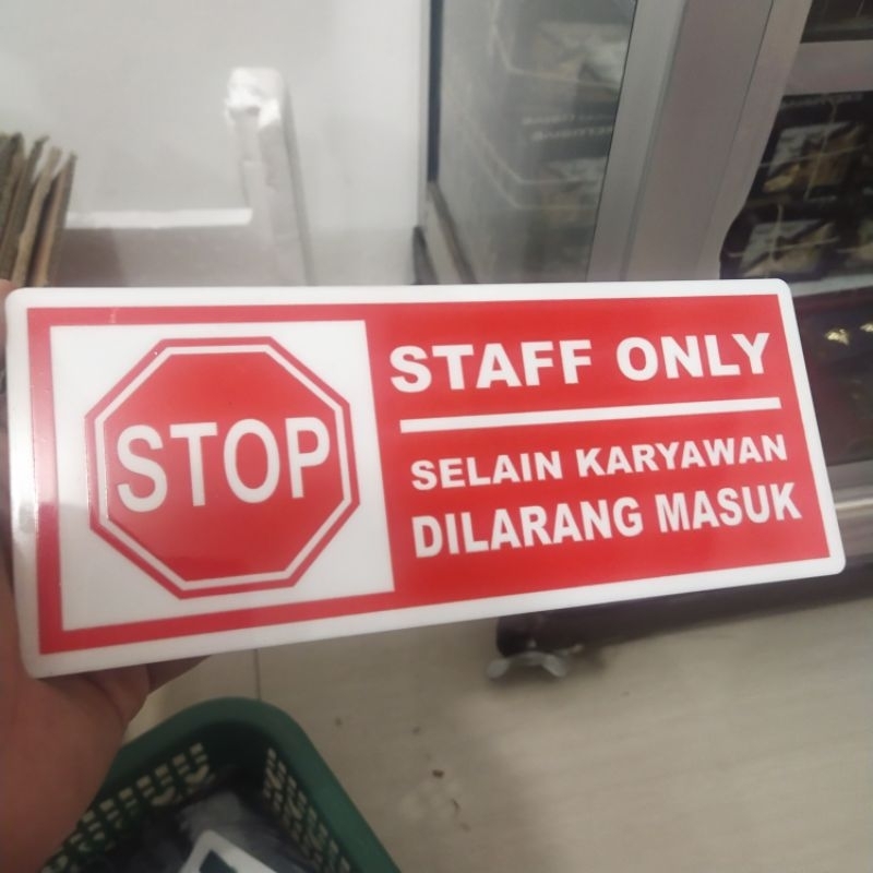 Jual Acrylic Sign Board Tulisan Staff Only Selain Karyawan Dilarang Masuk Shopee Indonesia