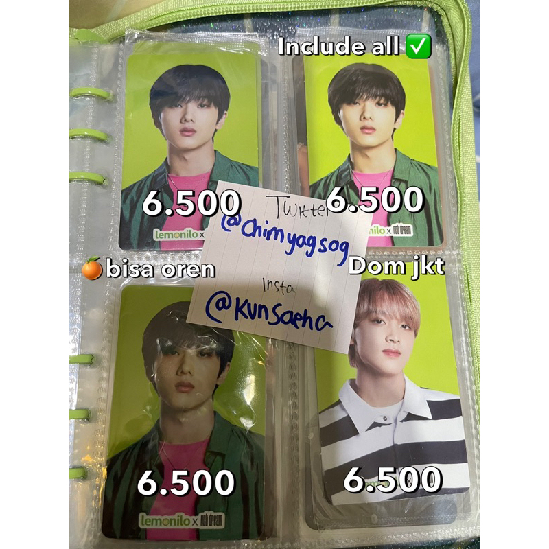 Jual Ready Ina Photocard Lemonilo X Nct Dream Haechan Jisung Mark