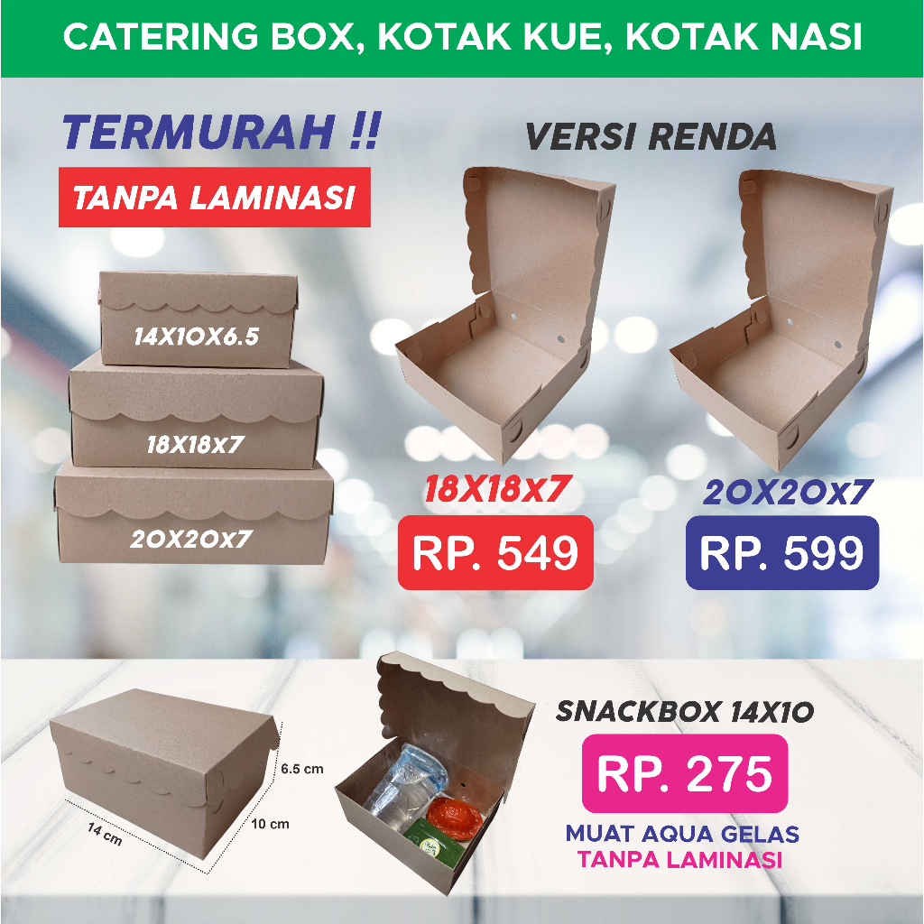 Jual Dus Kotak Nasi Catering Kue Cake Snack Box X X X Min Pesan Pcs Shopee